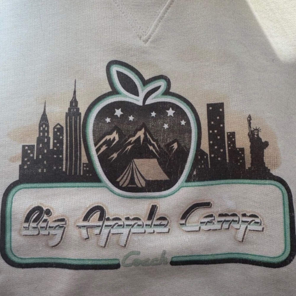 coach logo nyc off white crewneck sweater